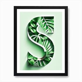 S, Letter, Alphabet Jungle Leaf 1 Art Print