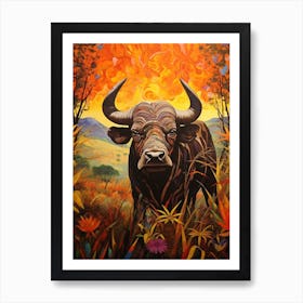 African Buffalo Traditional African Painting 2 Art Print