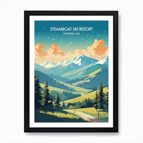 Poster Of Steamboat Ski Resort   Colorado, Usa, Ski Resort Illustration 2 Art Print