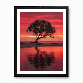 Lone Tree At Sunset Art Print