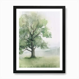 Ash Tree Atmospheric Watercolour Painting 3 Art Print