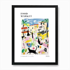 The Food Market In Ibiza 3 Illustration Poster Art Print