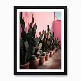Cacti Pink Wall Photography 5 Art Print