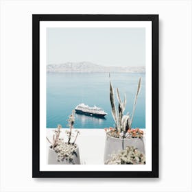 Santorini Seaside Charm Art Print