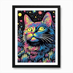 Nebula Pawgressions, Psychedelic Cats series Art Print