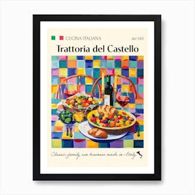 Trattoria Del Castello Trattoria Italian Poster Food Kitchen Art Print