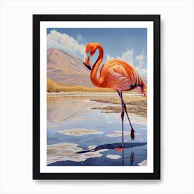 Greater Flamingo Salar De Atacama Antofagasta Tropical Illustration 1 Art Print