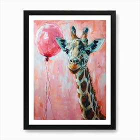 Cute Giraffe 3 With Balloon Art Print