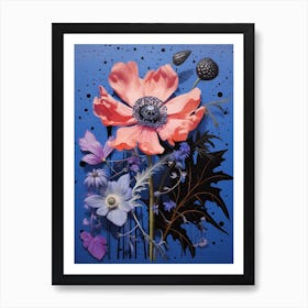 Surreal Florals Flax Flower 1 Flower Painting Art Print