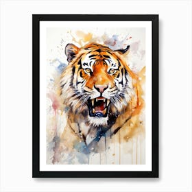 Tiger Art In Watercolor Painting Style 1 Art Print