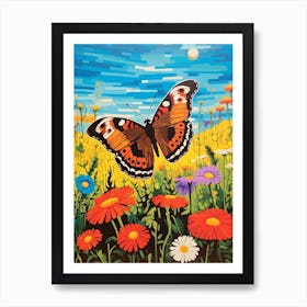 Pop Art Meadow Brown Butterfly 1 Art Print