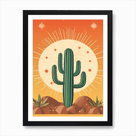 Cactus In The Desert Illustration 4 Art Print