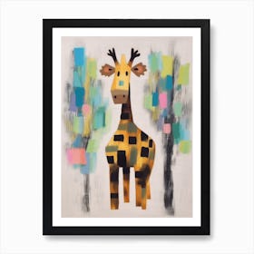 Moose Kids Patchwork Painting Art Print