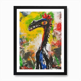 Wild Cartoon Brushstroke Dinosaur 1 Art Print