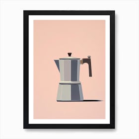 Italian Coffee Maker Illustration Pink Background Art Print