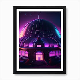 Observatory Dome Neon Nights Space Art Print