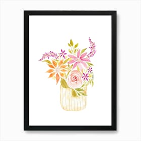 Watercolor Flowers In A Vase 1 Art Print