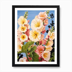 Hollyhock 2 Flower Painting Art Print