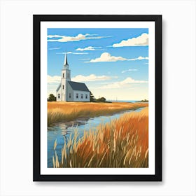 Cape Cod Massachusetts, Usa, Flat Illustration 4 Art Print