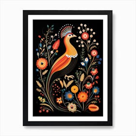 Folk Bird Illustration Pheasant 1 Art Print