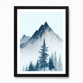 Mountain And Forest In Minimalist Watercolor Vertical Composition 11 Art Print