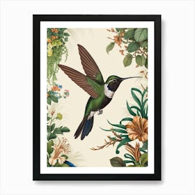 Hummingbird botanical flower beauty 13 Art Print