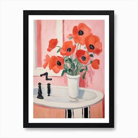 A Vase With Poppy, Flower Bouquet 4 Art Print