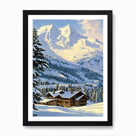 La Clusaz, France Ski Resort Vintage Landscape 1 Skiing Poster Art Print