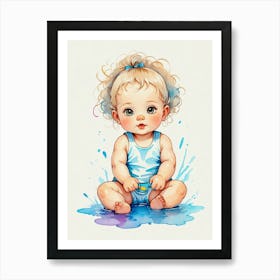 Little Girl In Water Art Print