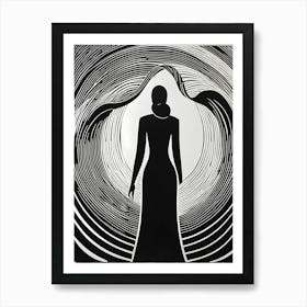 A Linocut inspired woman art, 123 Art Print