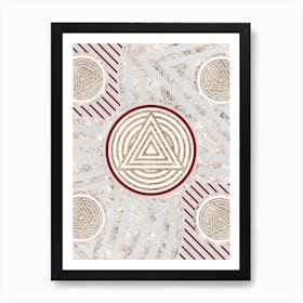 Geometric Glyph Abstract in Festive Gold Silver and Red n.0079 Art Print