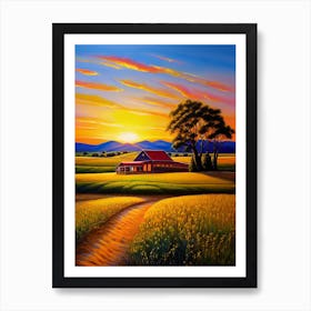 Sunset In The Field 2 Art Print