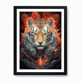 Tiger In Fire Art Print