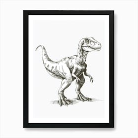 Sinornithosaurus Dinosaur Black Shading 1 Art Print