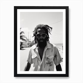 Portrait Of A Man In Jamaica, Black And White Analogue Photograph 2 Art Print