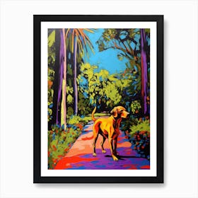 A Painting Of A Dog In Royal Botanic Gardens, Melbourne Australia In The Style Of Pop Art 01 Art Print