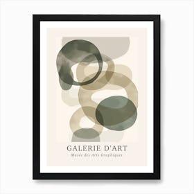 Galerie D'Art Abstract Abstract Circles Beige Green 2 Art Print