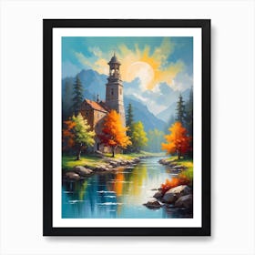 Church By A River Art Print