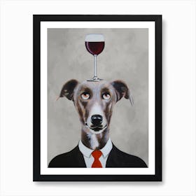 Greyhound With Wineglass Art Print