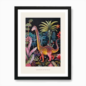 Colourful Dinosaur In The Wild Painting 2 Poster Art Print