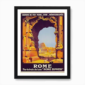 1921 Rome Travel Poster, Roger Broders Art Print