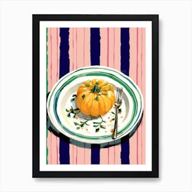 A Plate Of Pumpkins, Autumn Food Illustration Top View 20 Art Print