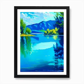 Crystal Clear Blue Lake Landscapes Waterscape Impressionism 2 Art Print