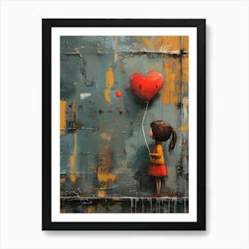 Heart Balloon Girl Art Print