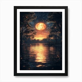 Moon Over The Water 7 Art Print