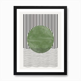 Green sun And Wave Art Print