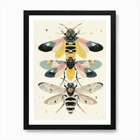 Colourful Insect Illustration Yellowjacket 4 Art Print