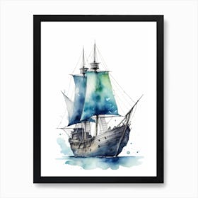 Sailing Ships Watercolor Painting (11) Art Print