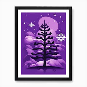 Purple Christmas Night, Christmas Tree art, Christmas Tree, Christmas vector art, Vector Art, Christmas art, Christmas Art Print