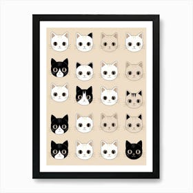 Cat Faces Art Print